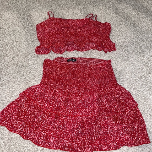 Nasty Gal Red Floral Two Piece Set - Picture 1 of 1